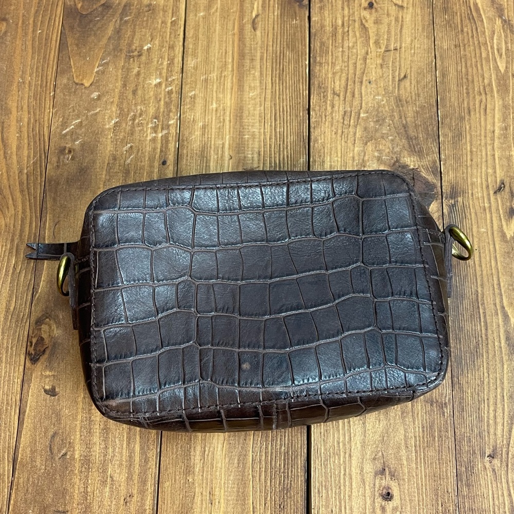 Madewell transport camera bag brown croc embossed leather **NO STRAPS** - Picture 2 of 12